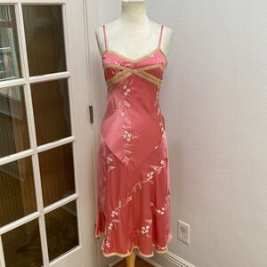 Vintage 90s Y2K 🌸🤍 Betsey Johnson Pink Silk Slip Dress, Size 4